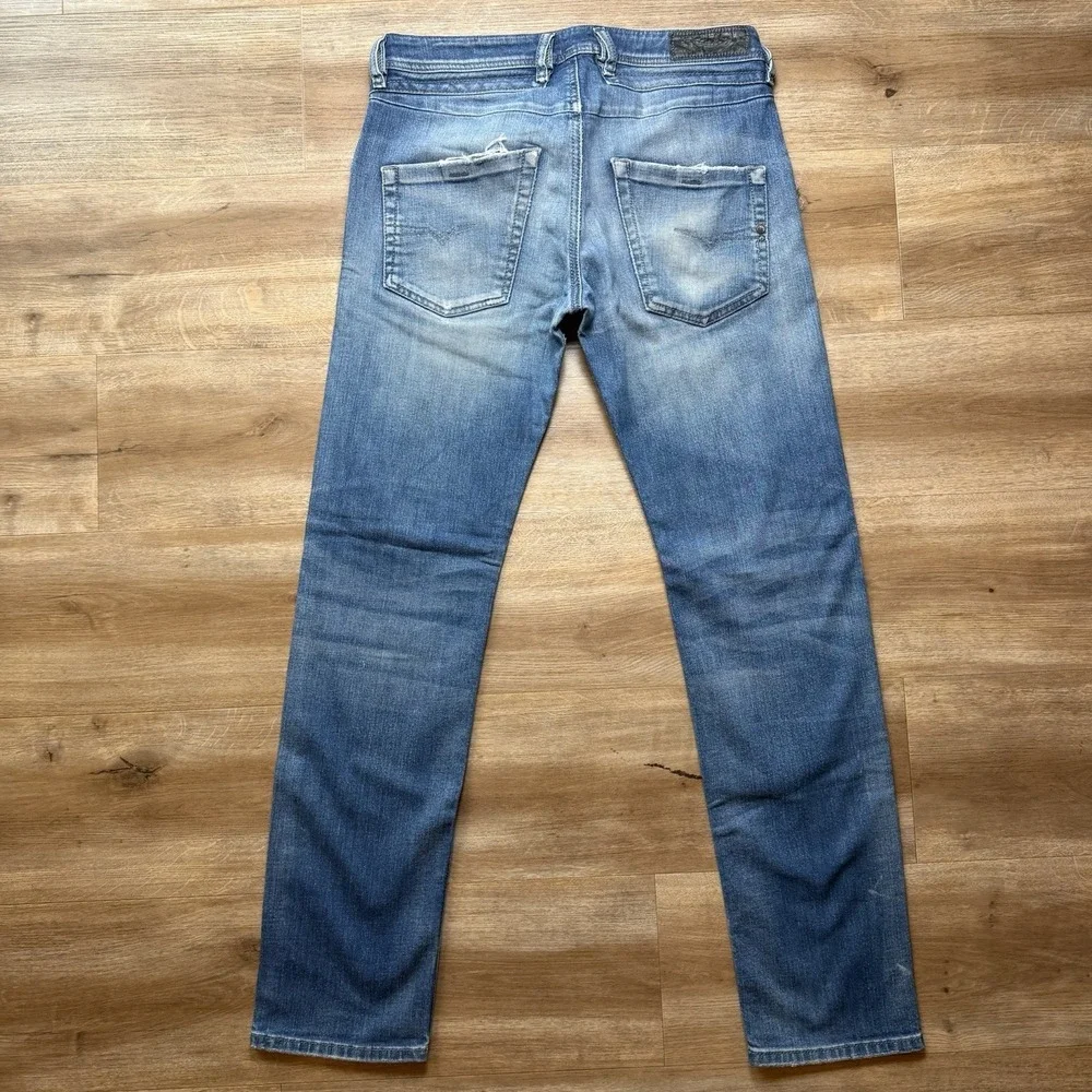Diesel Belther Jeans Men 29x32 Blue Slim Tapered Stretch Medium Wash Faded RX380
